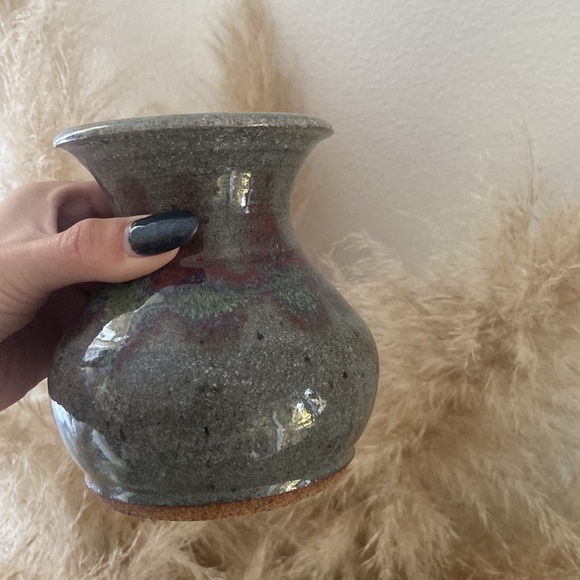 Vintage handmade stoneware vase home decor pottery accent gift - Picture 4 of 12